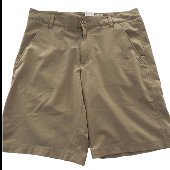 Fila Mens Brown Size 32 Sport Golf Chino Khaki Flat Front Shorts‎ - Picture 1 of 6